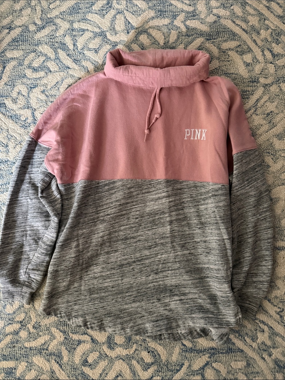 PINK Victoria's Secret Pink and Gray Cowl Neck Sweater